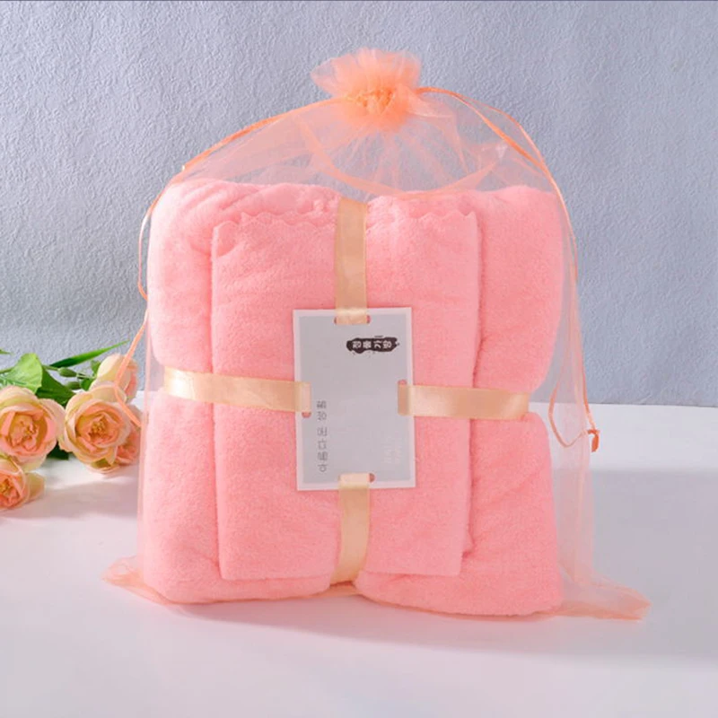 2pcs Newborn Coral Fleece Bath Towel Set Towel Bath Towel Mother-Child Set Warp Knitted Edge Water-Absorbing Activity Gift