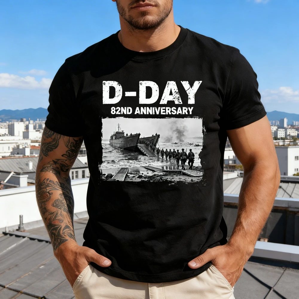 82nd Anniversary Commemoration Theme of The Normandy Landings - D-Day T Shirt Men Clothes Clothes Oversized Tops