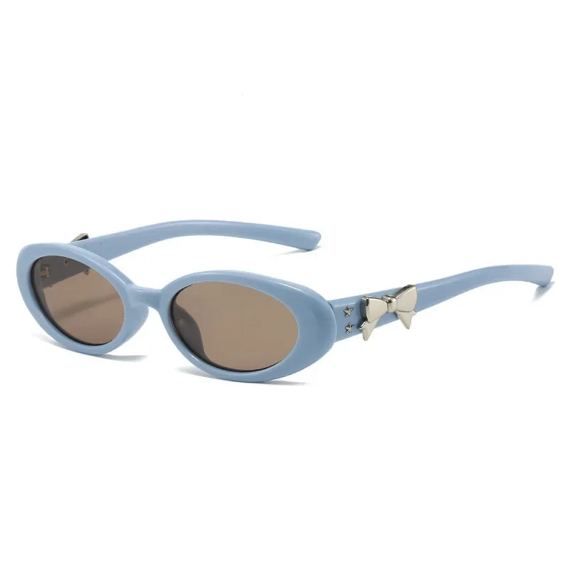 NEW Trend Oval White Frame Sunglasses Concave Shape Sunglasses Photo Women Face Cat Eye Sunscreen Sunglasses for Wome