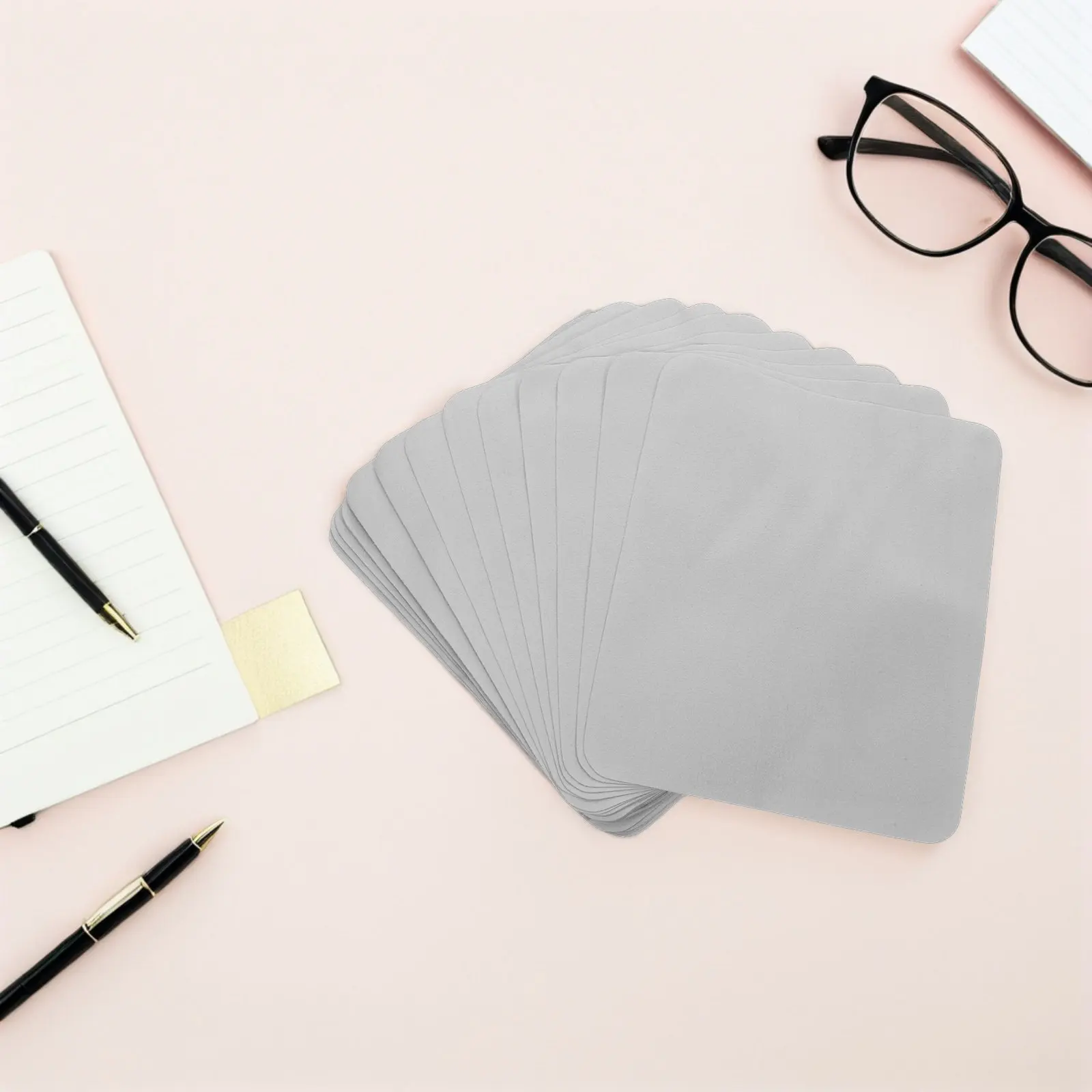 

100Pcs Soft Microfiber Spectacle Cleaning Cloth Double-Sided Smudge Proof Light Grey 6.7x5.5in Lens Wipe for Glasses Camera