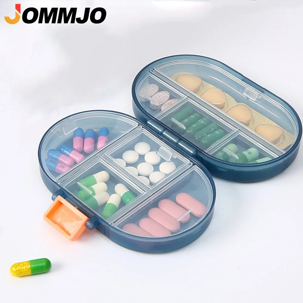 Travel Pill Organizer with 8 Compartments, Airtight Medicine Case,Large Capacity Portable Vitamin Supplement Container for Daily