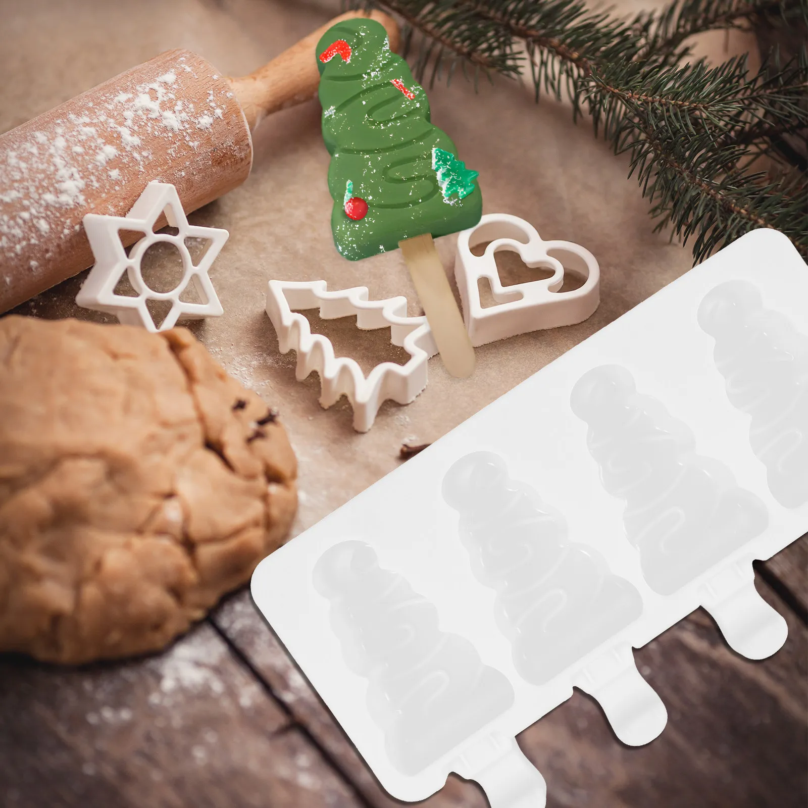 1Set High Temp Resistant Silicone Ice Cream Molds Creative Shapes Gentle Peel Off DIY Homemade Ice Pop Maker for Summer Gifts
