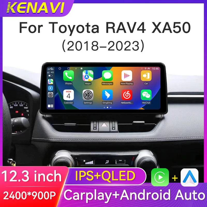 12.3inch 2400X900 Car Radio For Toyota RAV4 XA50 2018-2022 Carplay Android Auto Car Lntelligent Multimedia Player 2 DIN Screen