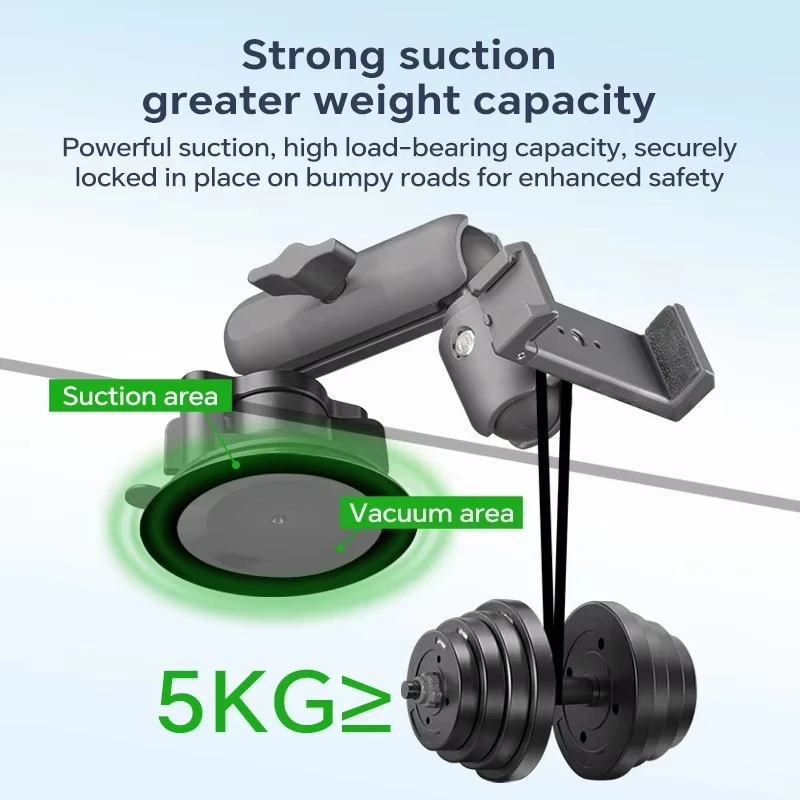 Magnetic Suction Cup Car Phone Holder for Dashboard Windshield Mount 360 Degrees Rotation Flexible Double Socket Arm