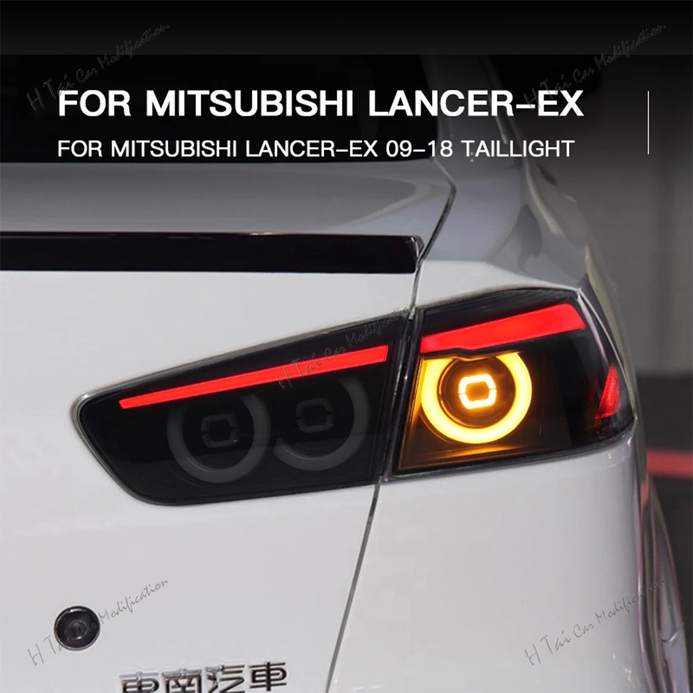 Pair LED Tail Lights For Mitsubishi Lancer EVO X 2008-2018 Rear Lamps Taillights Dynamic Turn Signal Car Tail Light Assemblies