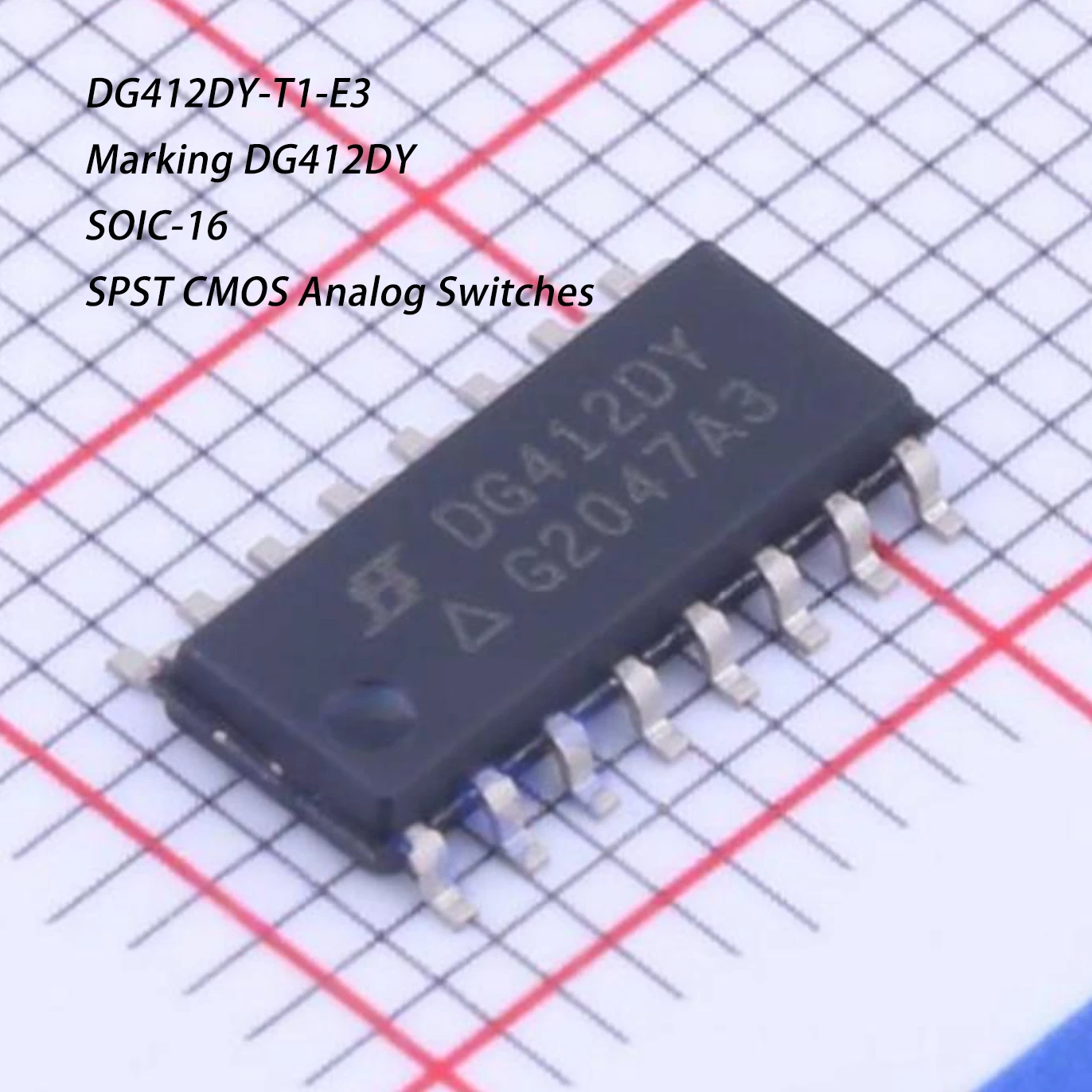 10PCS DG412DY-T1-E3 Marking DG412DY SOIC-16 SOP-16 NEW Original Precision Monolithic Quad SPST CMOS Analog Switches IC 175ns 44V