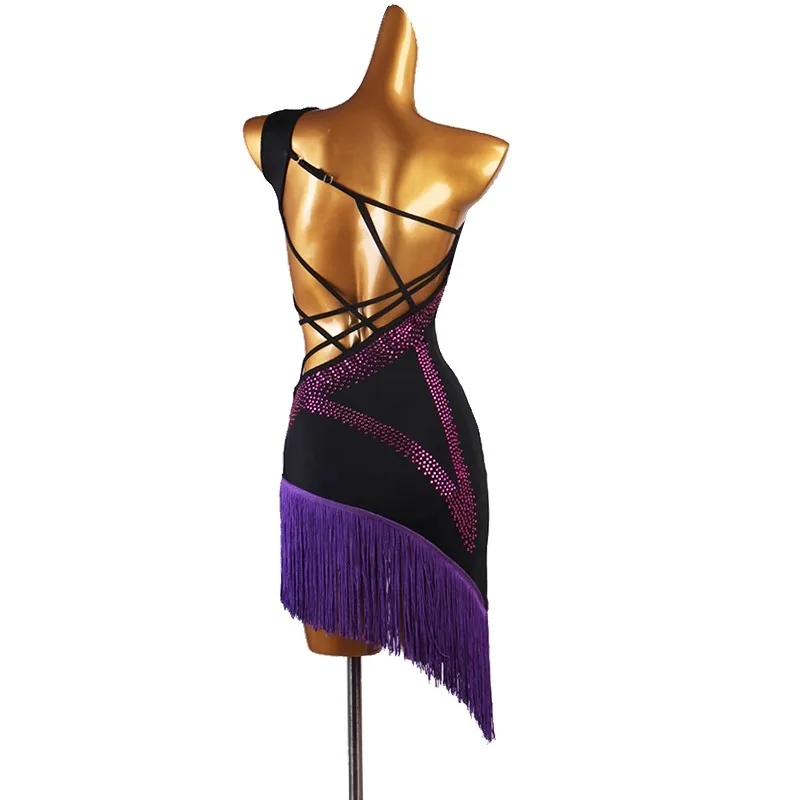 فستان مسابقة الرقص اللاتيني فستان الأداء المهني منتج جديد تشا تشا فستان الرقص اللاتيني شرابة #4