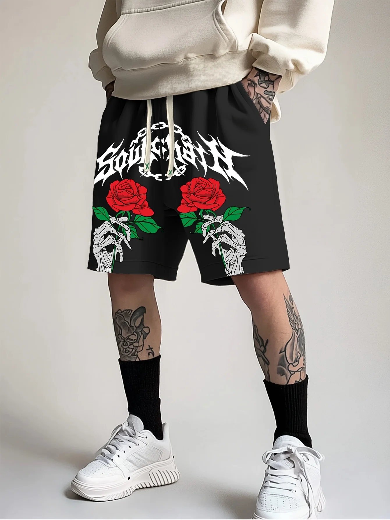 

2026 Summer New Men's Shorts - 3D Trendy Brand Rose Flower Pattern Print - Fashion Street Style - Comfortable Lightweight Soft