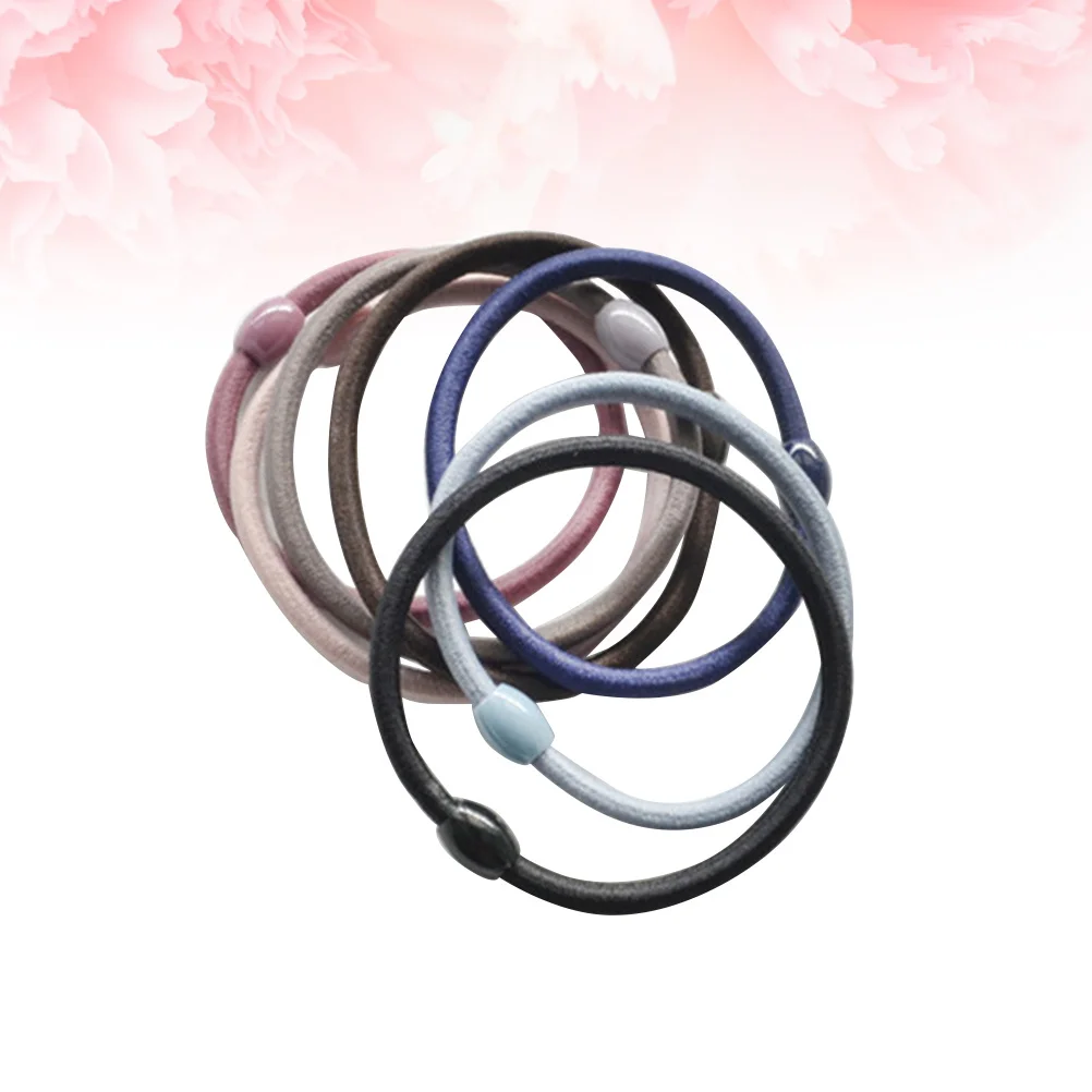 

7Pcs Simple Hair Tie Ponytail Holder for Woman Girl Lady Nylon Plastic Durable Rubber Band Headdress Ring Navy Blue