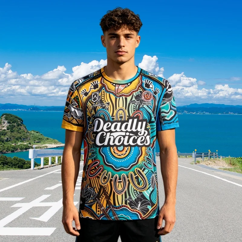 26 3D-gedrucktes NRL Indigenous Eltern-Kind Fußball Sommer- und Herbst-Sport-Freizeit-Schnelltrocknungs-Fußball-T-Shirt für Männer und Frauen – Detail 1