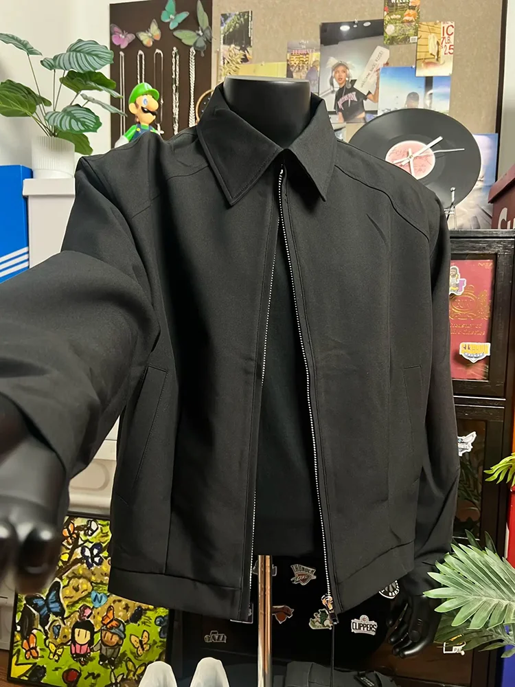 

Мужское пальто Cleanfit Bla Boxy Sle Jaet с откидным воротником в стиле ретро, модный повседневный свободный крой, застежка-молния