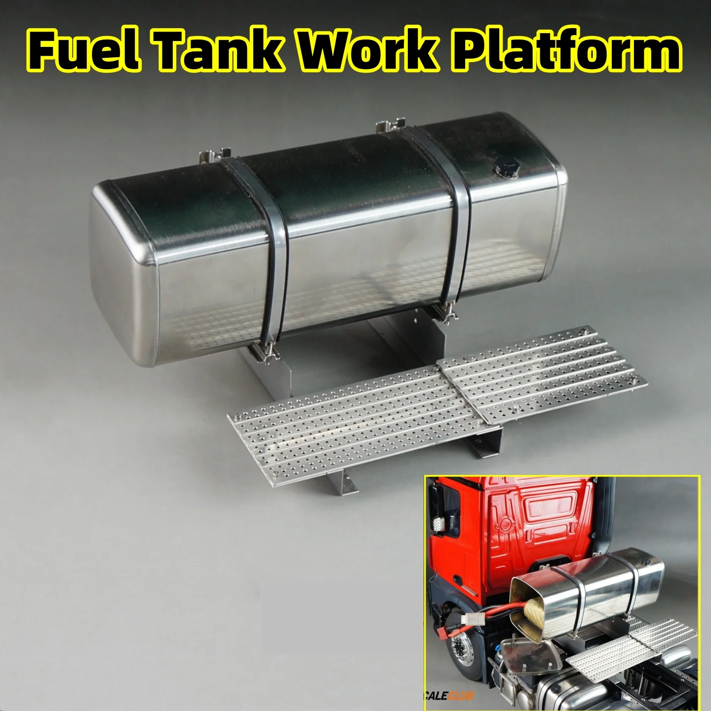 Plataforma de Pedal de trabajo de tanque de aceite de Metal, actualización de almacenamiento de batería para 1/14 Tamiya RC Scania 770S MAN Benz Volvo RC remolque Tractor