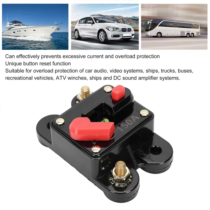 Circuit Breaker With Manual Reset Fit For Marine Trolling Motors Boat ATV Manual Power 12V-26VDC(150A)