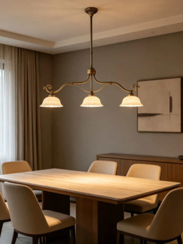 French retro medieval ceramic restaurant pendant light Nordic light luxury cream style bar counter pendant light