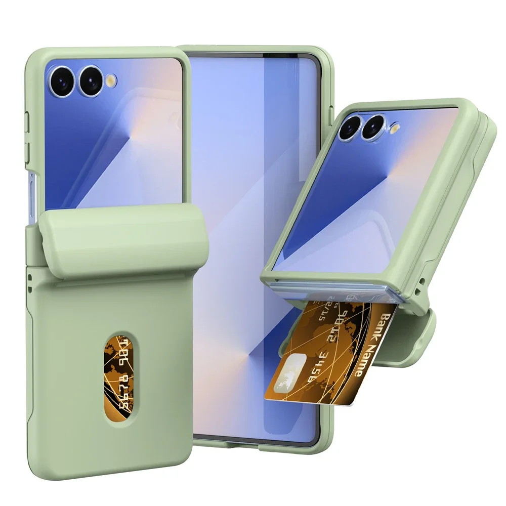 Fashion Candy Einfarbige Handyhülle für Samsung Galaxy Z Flip 7 6 5 4 3 5G Kartensteckplatz Scharnier Komplettpaket Anti-Drop-Schutzhülle – Detail 1