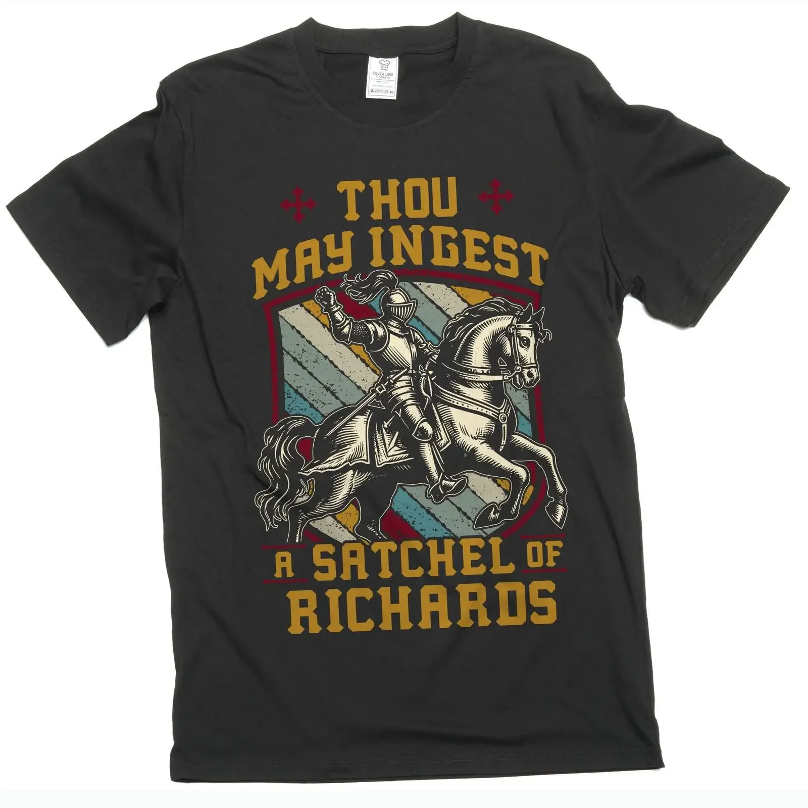 Men's Funny Adult humor satchel of richards T shirt old English sarcastic tee vintage Washed streetwear Soft Breathable