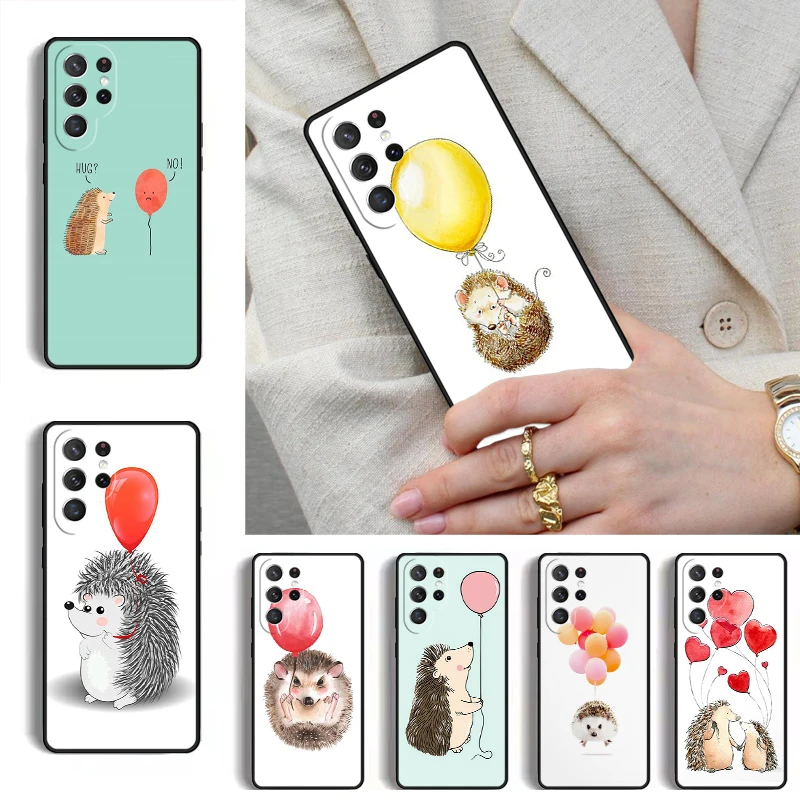 Hedgehog and Balloon Phone Case for Samsung Galaxy S26 S25 Ultra S24 S23 S22 S21 Plus Note 10 Bumper Cover