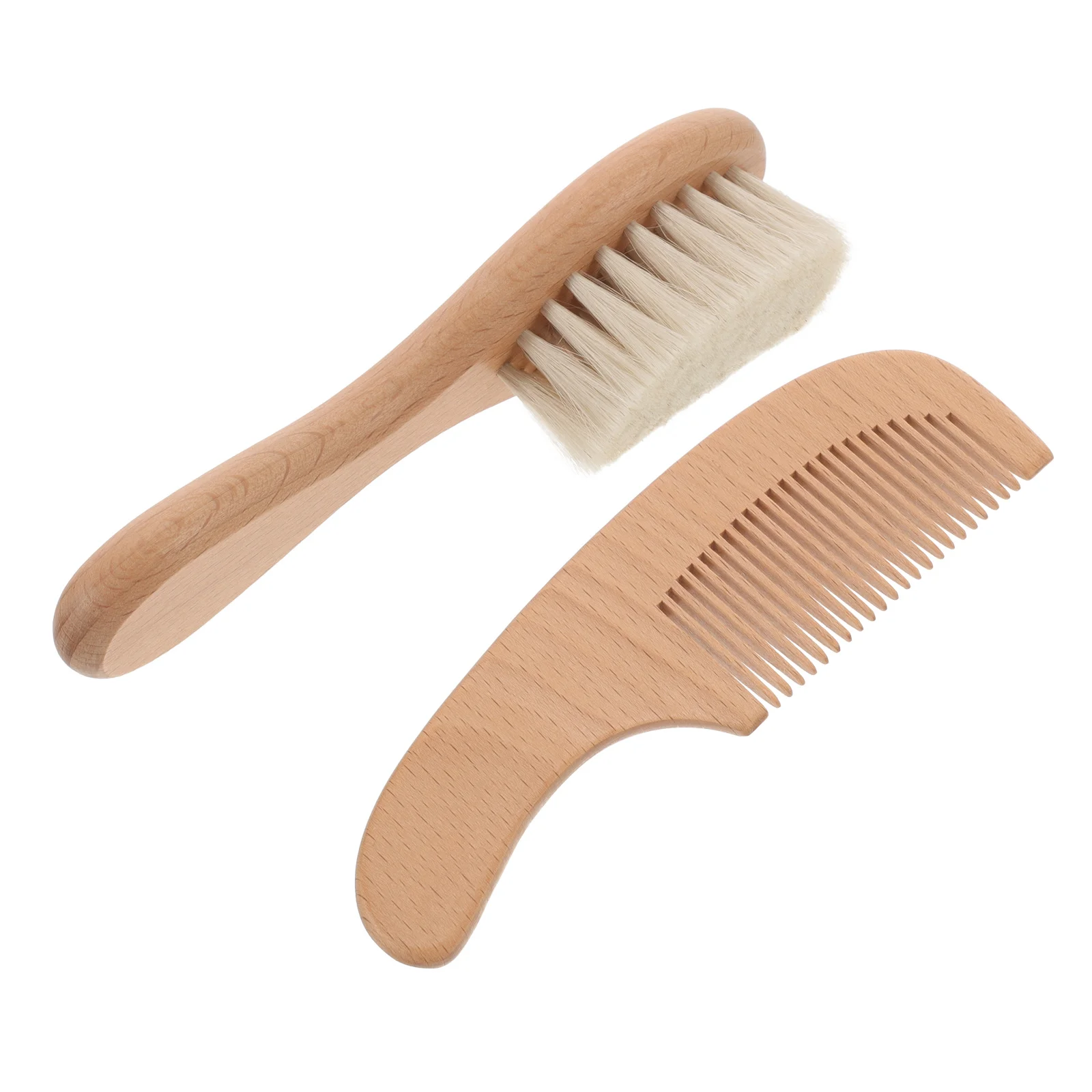 

1Set Infant Bath Brush Soft Bristle Wood Handle Baby Hair Brush and Comb Set for Cradle Lightweight Grooming Tool