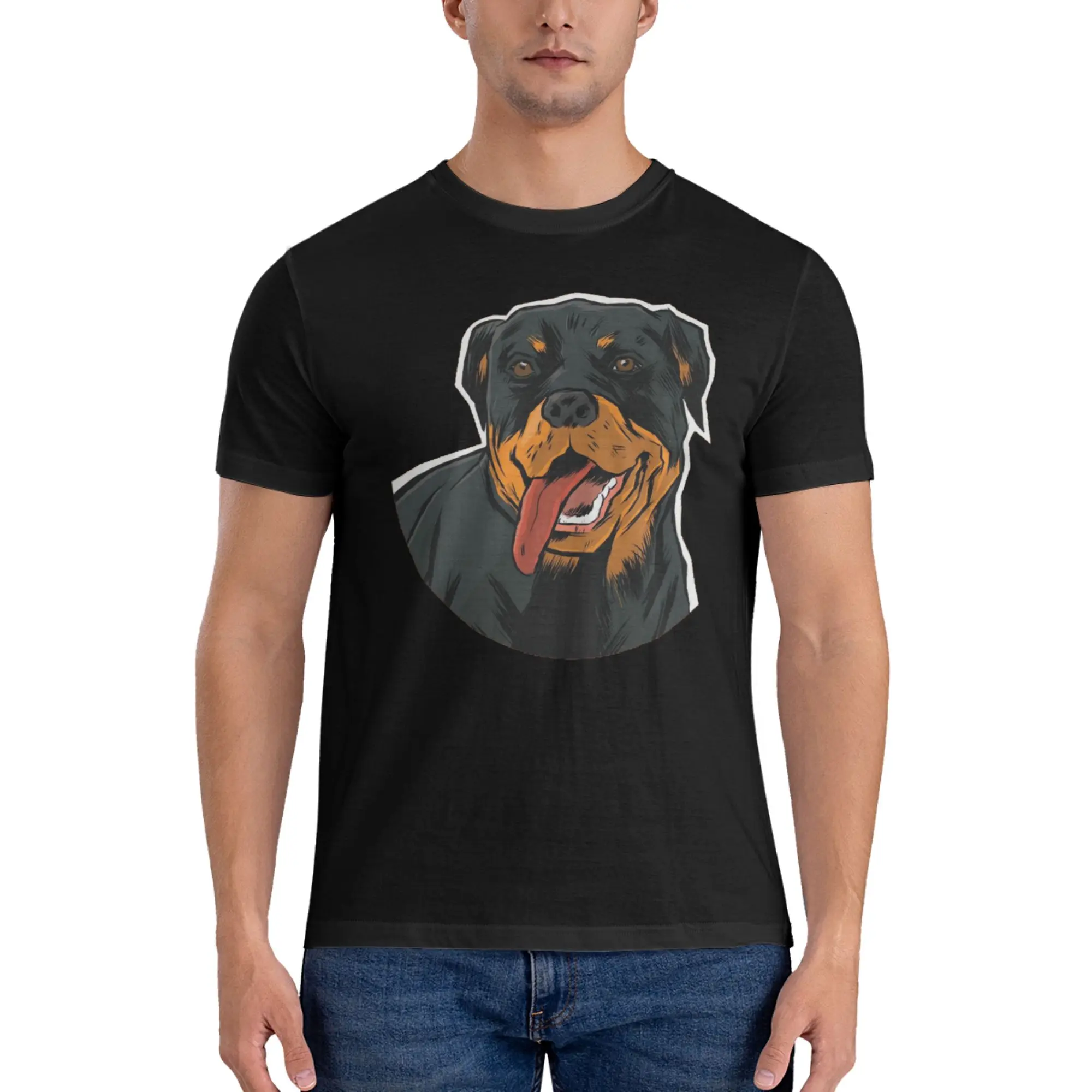 

Футболка из 100% хлопка с изображением собаки ротвейлера, мужская футболка большого размера, мужская летняя рубашка с круглым вырезом, топы S-6XL