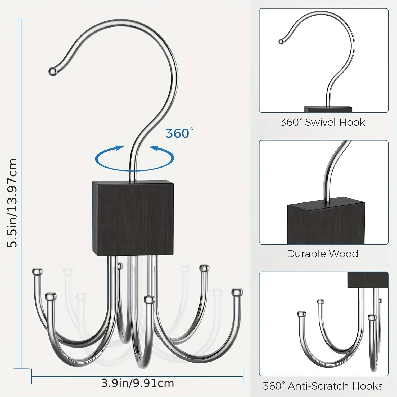 1/2 Piece Multifunctional Hook, Multi Claw Bag Storage Hook, Tie Metal Storage Suitable for Scarves, Belts, Home Storage