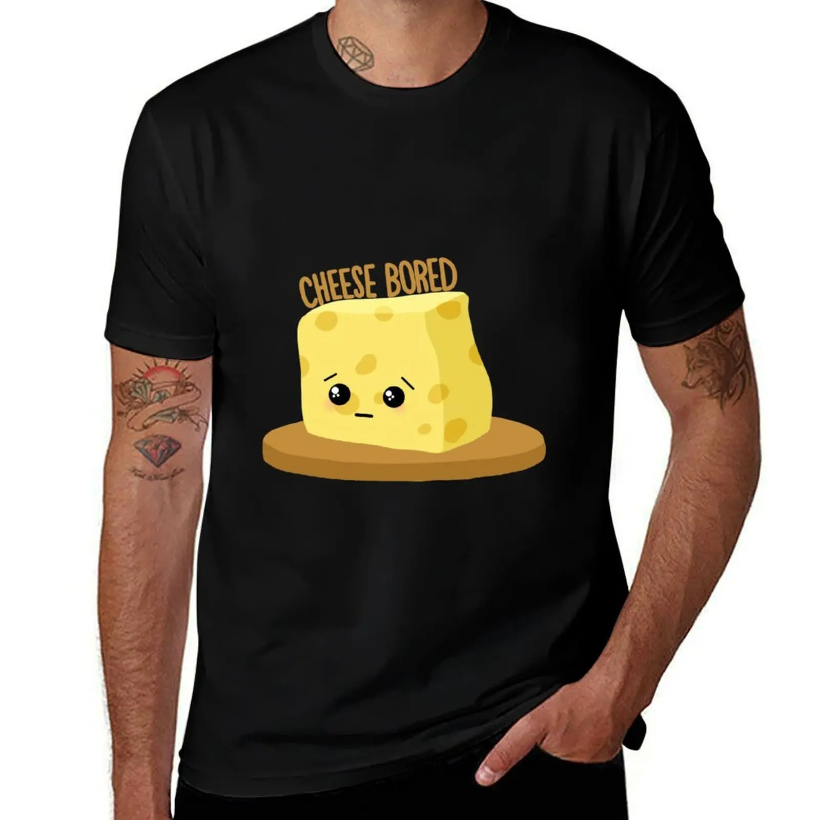 Cheese Bored Funny Meme - Food Pun T-Shirt Retro Graphic Print T-Shirt