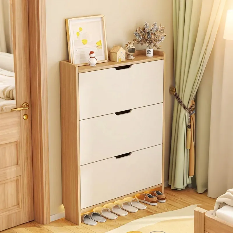 For Home Entrance Small Narrow Ultra-thin Shoe Cabinet Integrated Tipping Bucket Shoe Rack Locker Storage Organizer