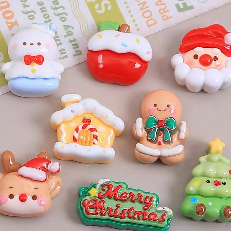 10 Stück Weihnachts-Kühlschrankmagnete Apfelbaum Weihnachtsmann Bär Figur Harz Kühlschrankmagnete Küchendekoration Zubehör – Detail 1