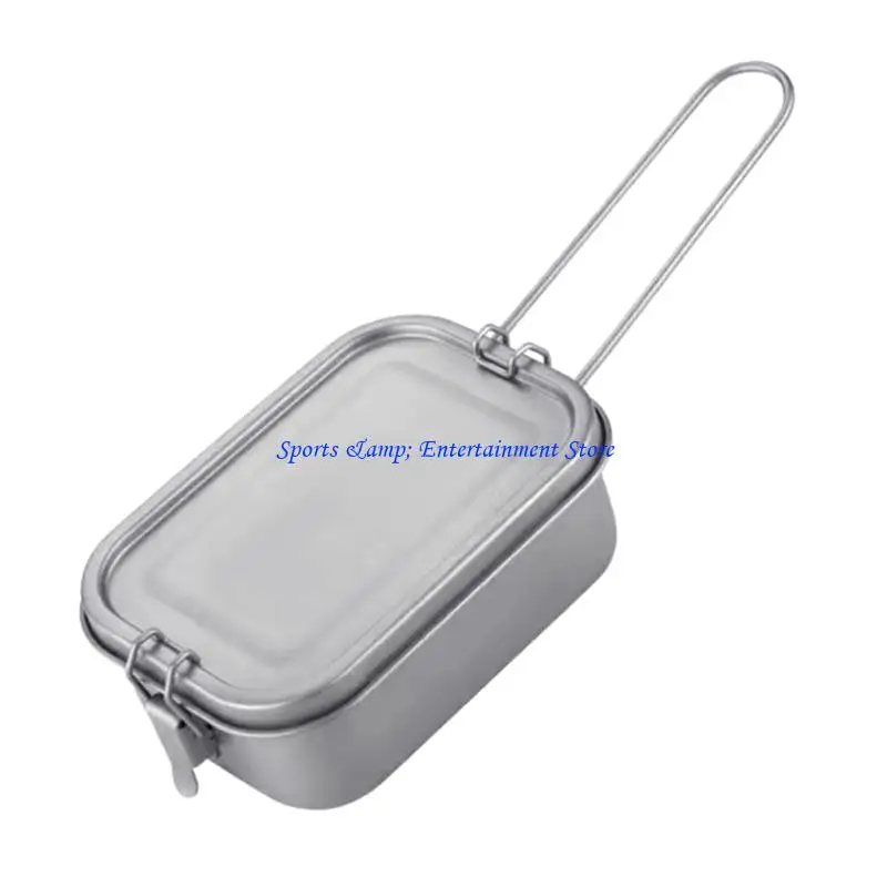 G7NF Metal Alloy Camping Bentos Container Lunch Box With Folding Handle Cookware