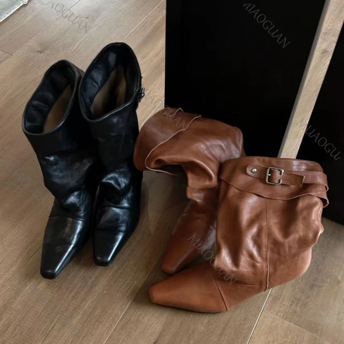 Women's Autumn Winter Ankle Boots Trend High Heels Elegant Leather Ladies Shoes Designer Pumps Motorcycle Chelsea Mujer Botas