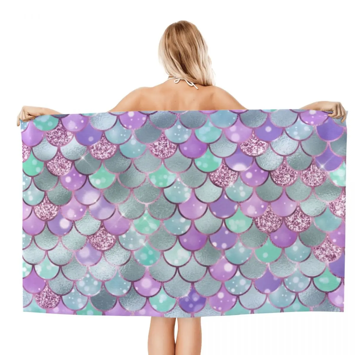 Fish Scales Super Soft Microfiber Bath Beach Towel Quick Dry Mermaid Animal Cartoon Shower Sauna Towels