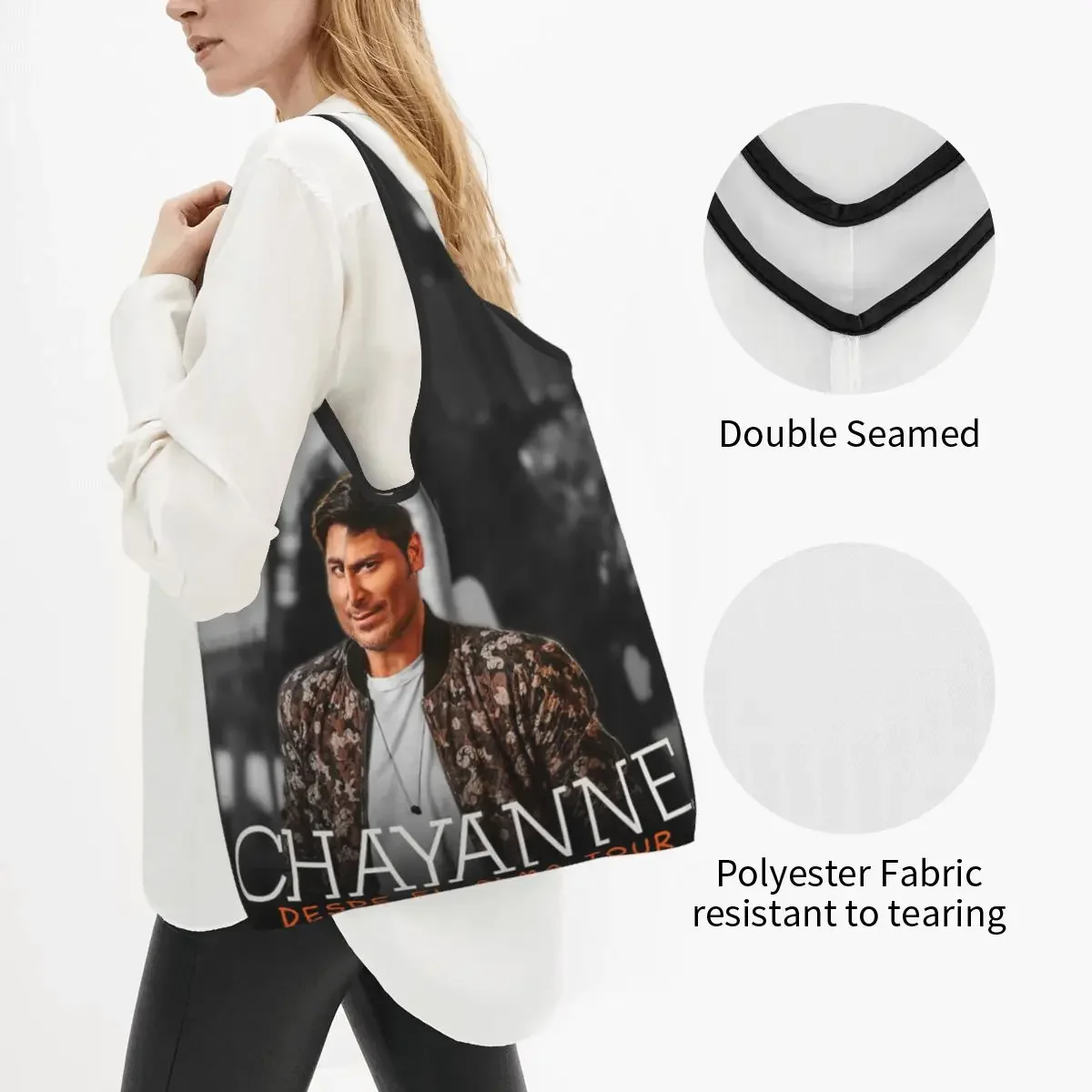 Custom Bopakal Chayanne Desde El Alma Tour 2019 Groceries Shopping Bag Fashion Shopper Shoulder Tote Bag Portable Handbag