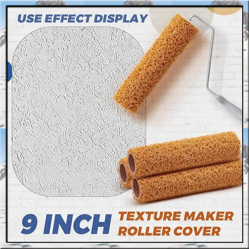 

AA46 3 упаковки текстурированных валиков для краски Текстурированный валик для покраски стен Для покраски стен Товары для покраски дома