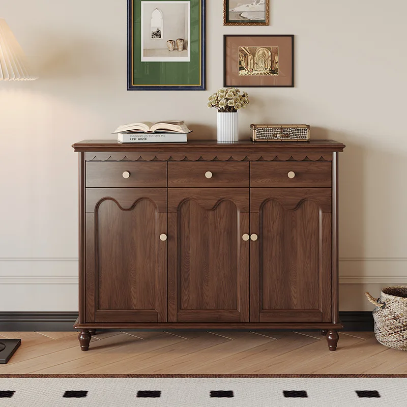 

Entrance hall entrance cabinet Solid wood three-door shoe cabinet