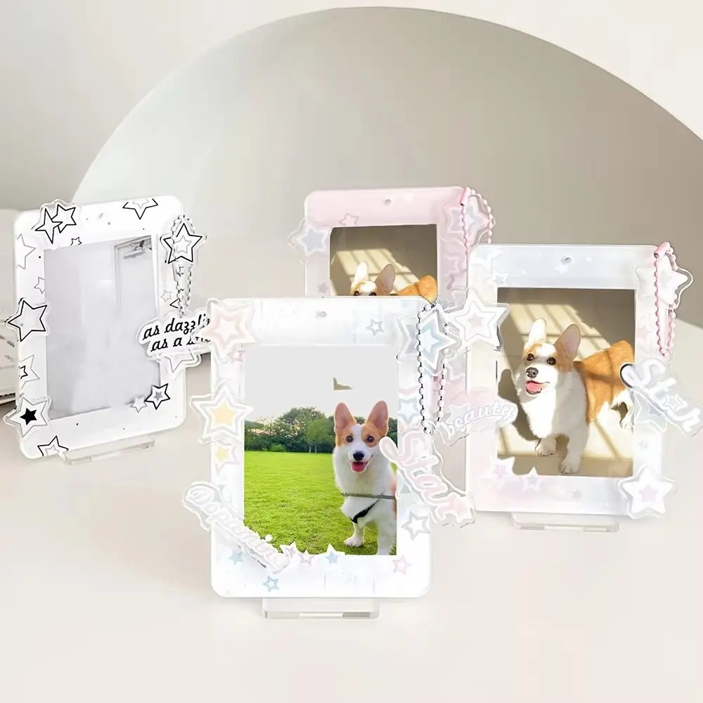 Desktop Decoration Korean Style Card Holder Transparent Star Student Card Cover  Photo Acrylic ID Card Holders Student