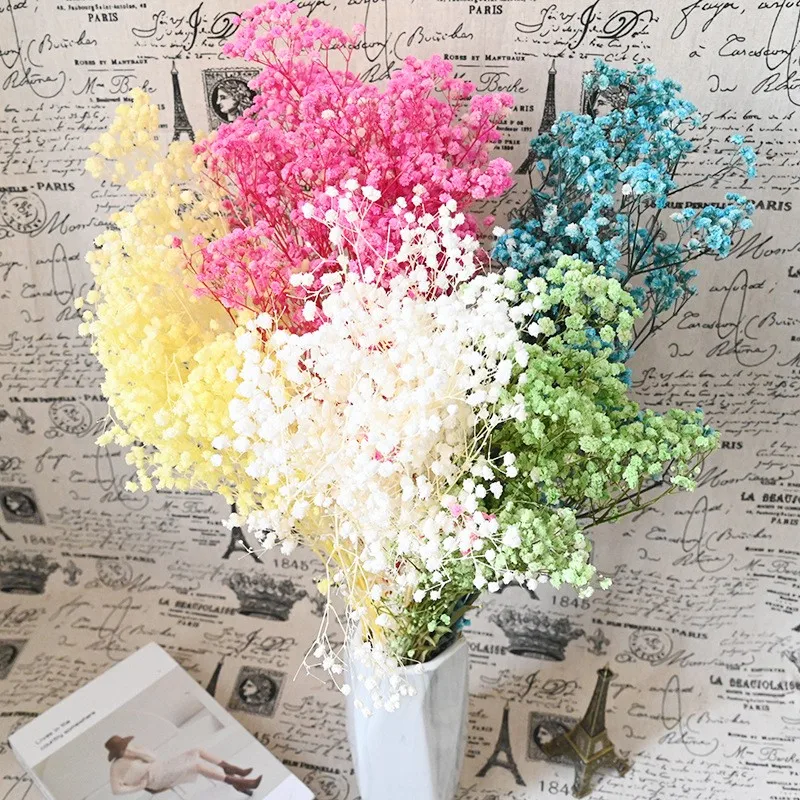 

80g High Quality Babys Breath Bouquet Ivory White Flowers Natural Gypsophila mariage decorations Home