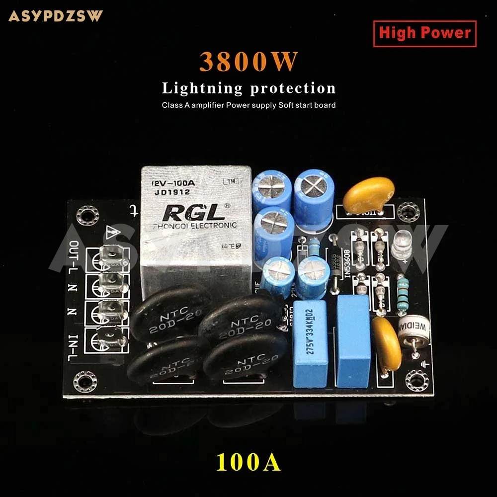 

3800W High Power RGL 100A Class A amplifier Lightning protection Power supply Soft start board AC 115V/230V