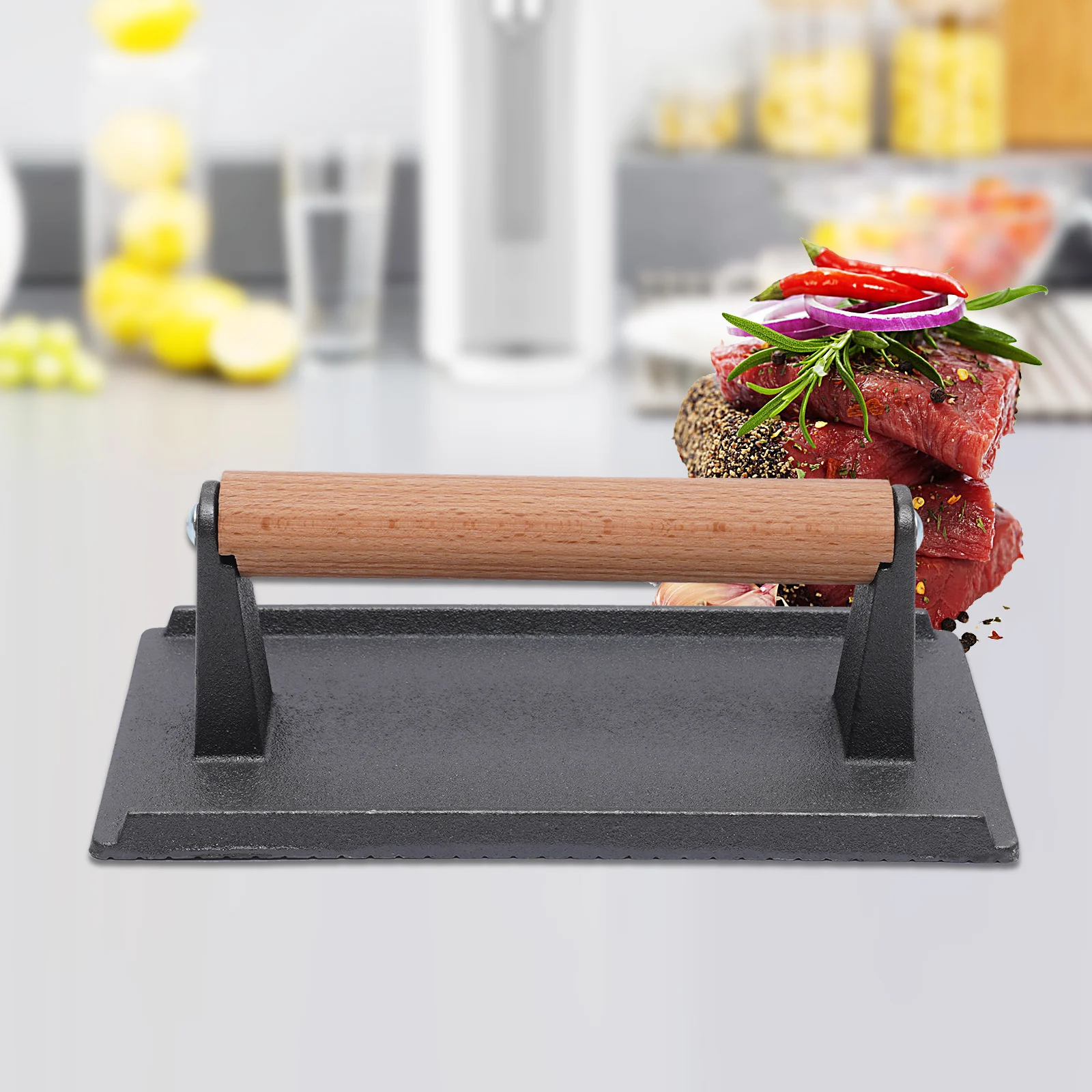 

Futchoy Cast Iron Cooking Press for Grill Steak Hamburger Sandwich Meat Press BBQ Burger Press Meat Paste Steak Cooking Aid Cast