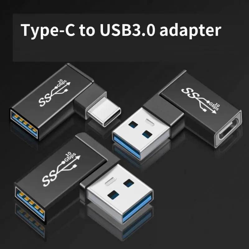 Adaptor USB jantan ke siku tipe-c, konverter tipe-c ke USB 3.0 transmisi kecepatan tinggi