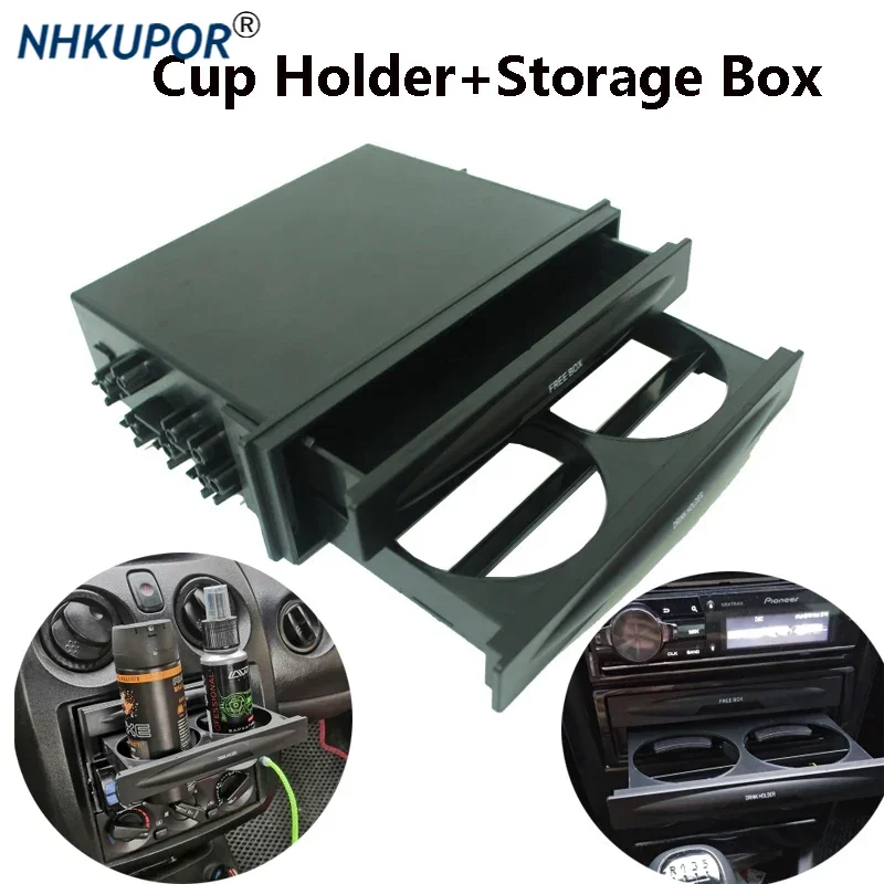Universal CX-28 Double-layer shelf Auto Radio Pocket Drink Cup Holder Storage Box Car Stowing Tidying