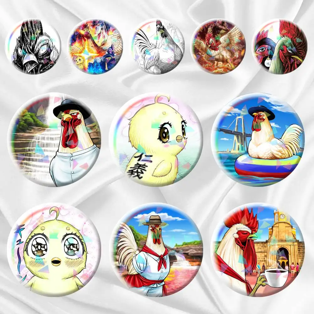 Rooster Fighter Manga  75mm 44mm 25mm Accessories Toys Badge Brooch Backpack Hat Pins