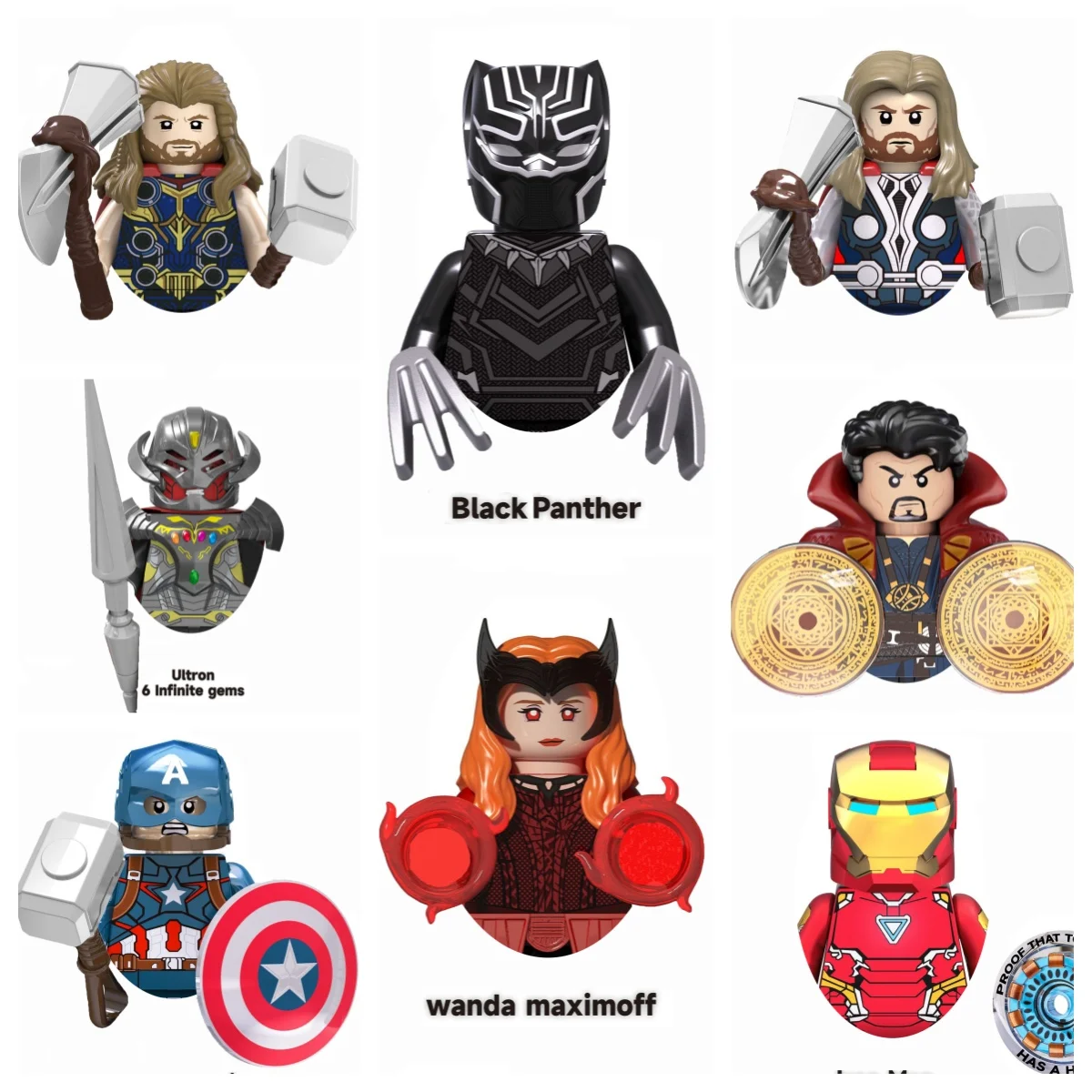 Hot toys New Brick toys Marvel Avengers Superhero Black Panther Mini action figures Children's building blocks Toy party gifts