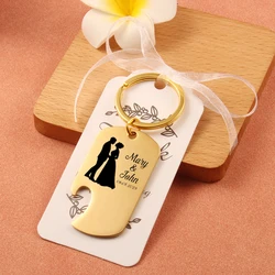 Custom Laser Engraving Name Bottle Opener Keychain Gold Stainless Steel Key Chain Party Favor Wedding Gifts For Guests