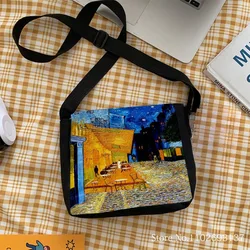 Art Print Van Gogh Oil Shoulder Bag New Linen Fabric Bag Messenger Bags Casual Foldable Girls Crossbody Bags