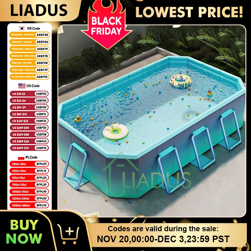 

Pump-Free Kids Pool with Sturdy Frame Built-in Slide Thickened Foldable Durable Design for Outdoor Family Water Party Backyard