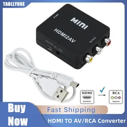 1080P HDMI-compatible To AV Scaler Adapter Video Composite Converter Box HDMI-compatible to RCA AV CVSB L/R Video Scaler Adapter