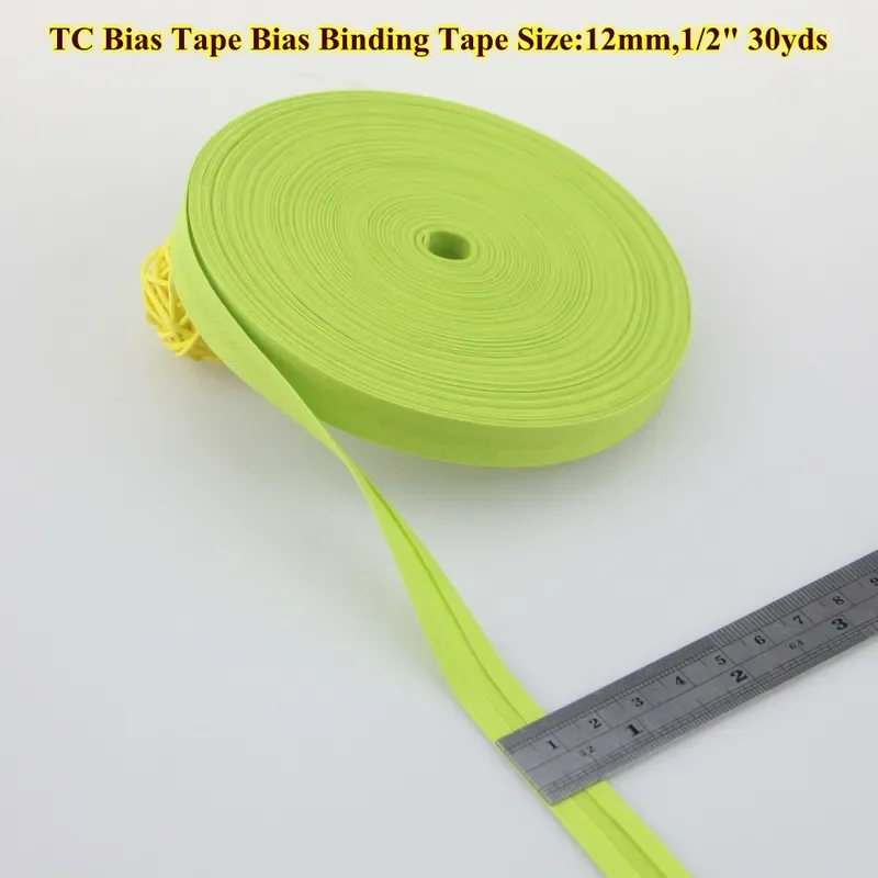 Polyester Bias Binding Tape Ribbon Bias tape,size:12mm width:1/2 inch, 30yds the least narrowest DIY Sewing folded bias tape