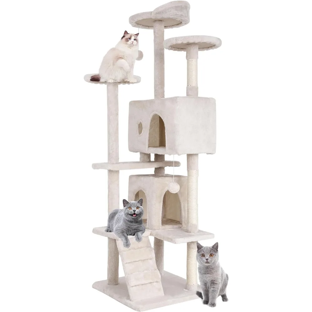 

Multi-Level Cat Tree Tower Furniture Activity Center with Scratching Posts, Toys and Condo for Indoor Kittens