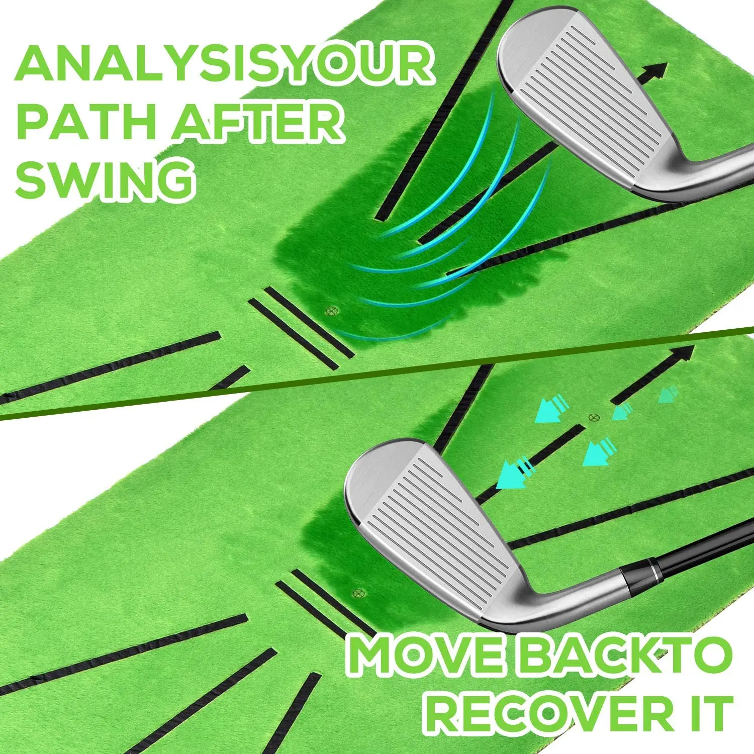 Tapete de entrenamiento de Golf, pista de Swing, almohadilla de marcado de práctica, detección de bolas de bateo, tapete direccional, 30x60cm