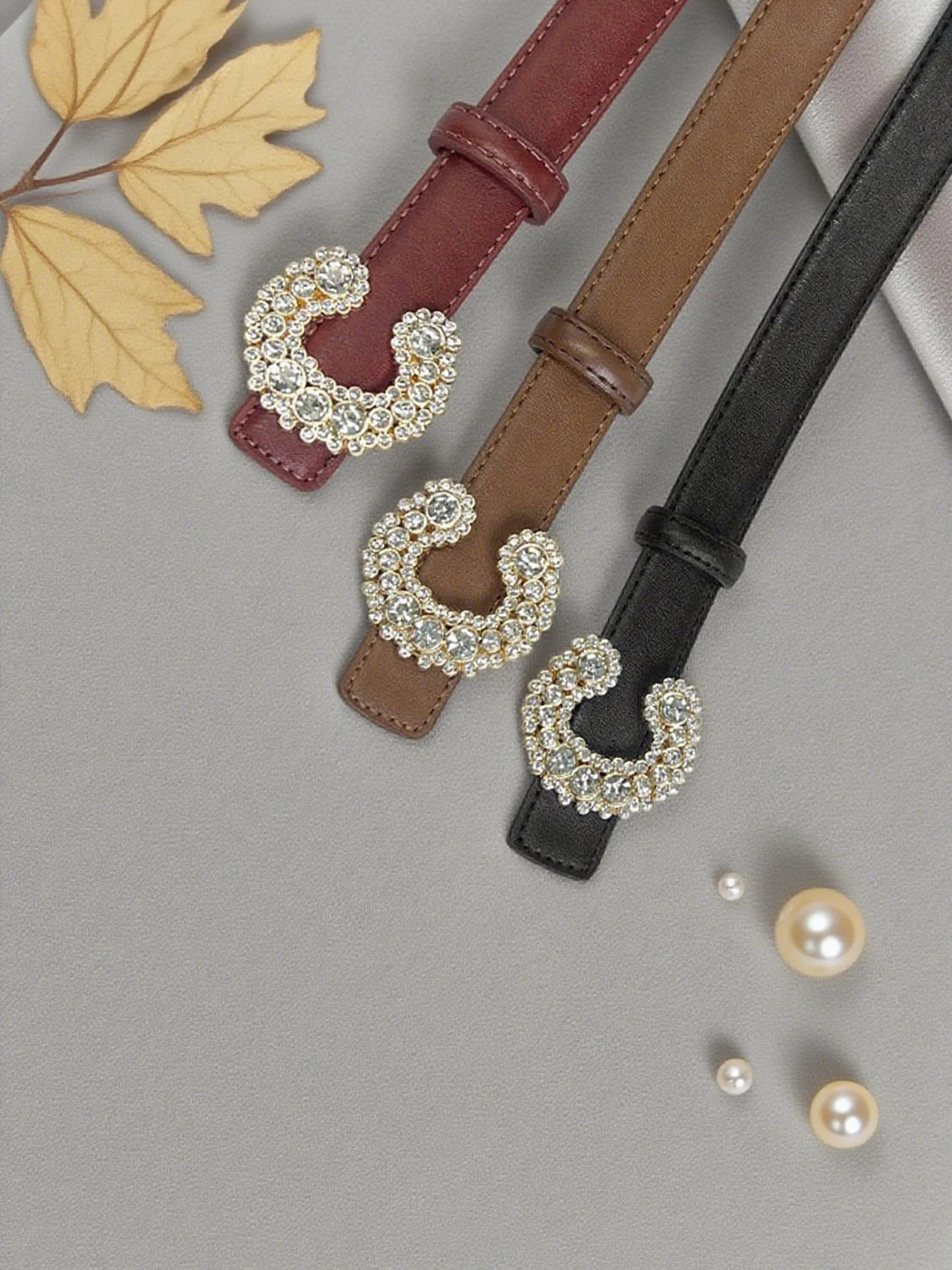 حزام بنمط جديد بإبزيم على شكل حرف C، حجر الراين، شعور راقي، حزام نسائي، حزام OL عصري، ألوان متعددة #2