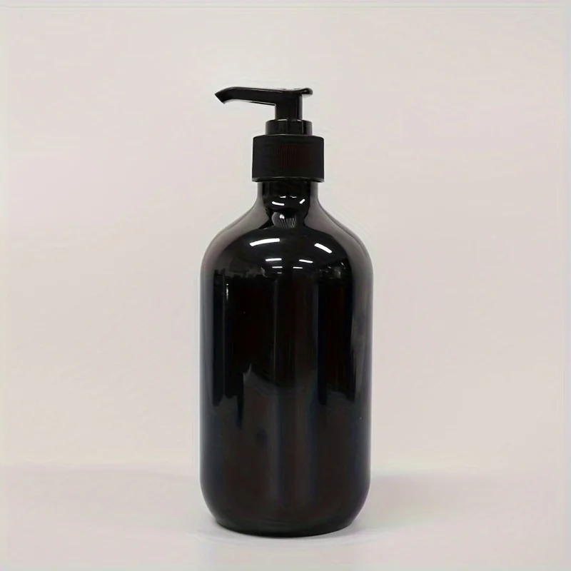 2pcs black shampoo bottle 500ml hotel shower gel packaging bottle round shoulder bottle push type lotion bottle